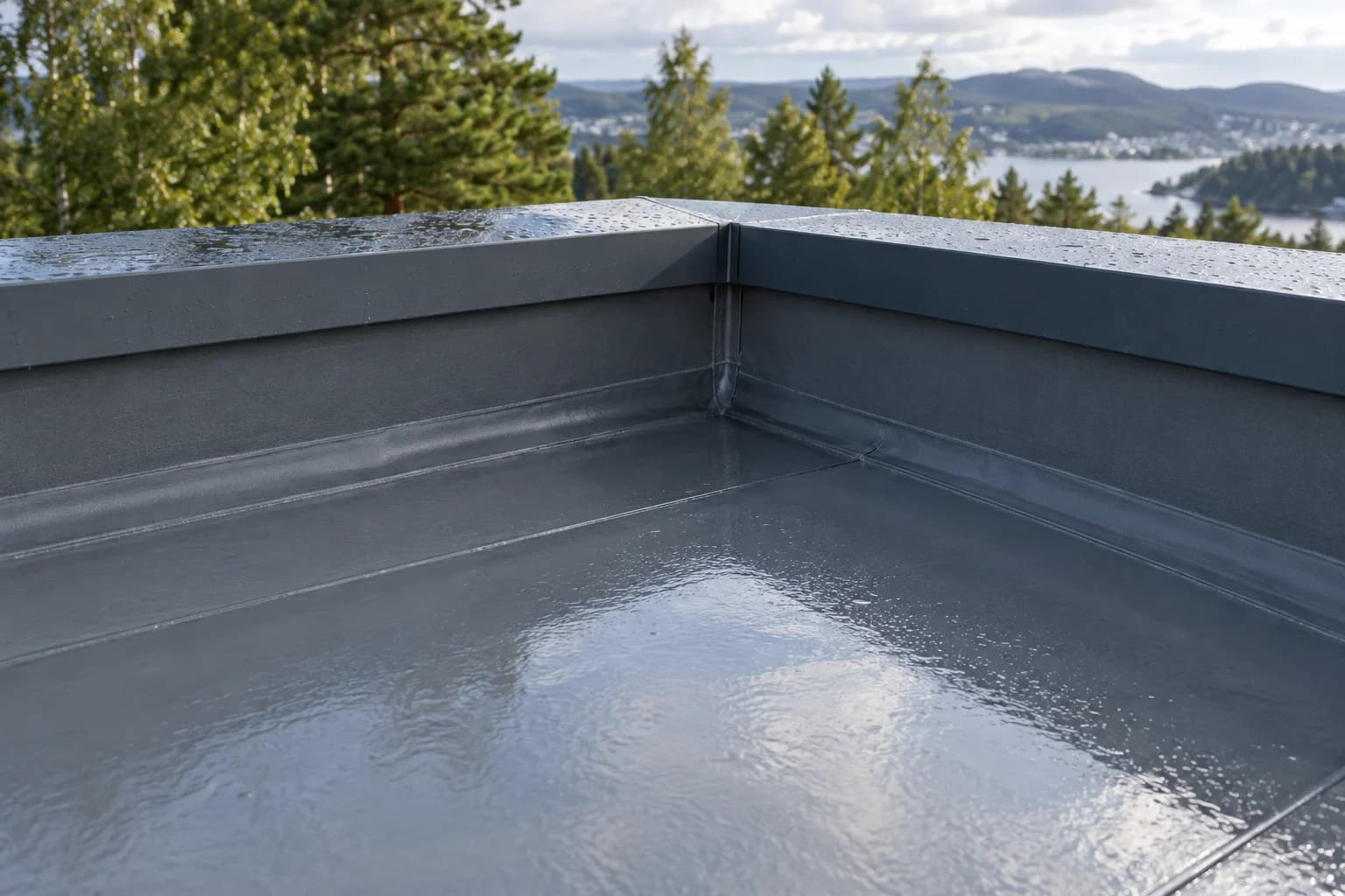 Illustrasjon av membranarbeid på flatt tak